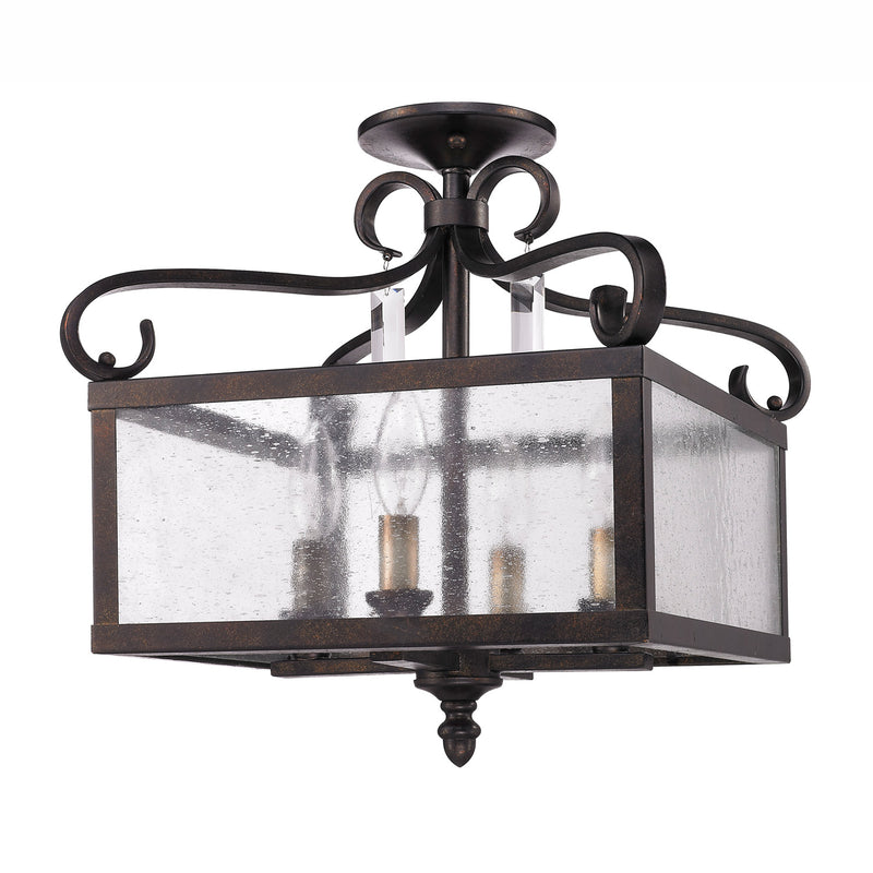 Golden 2049-SF FB Four Light Semi-Flush Mount, Fired Bronze