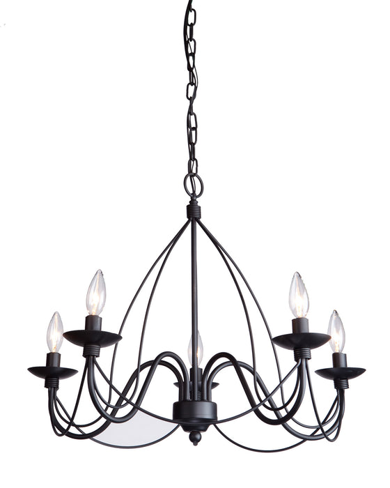 Artcraft AC1485EB Five Light Chandelier, Ebony Black