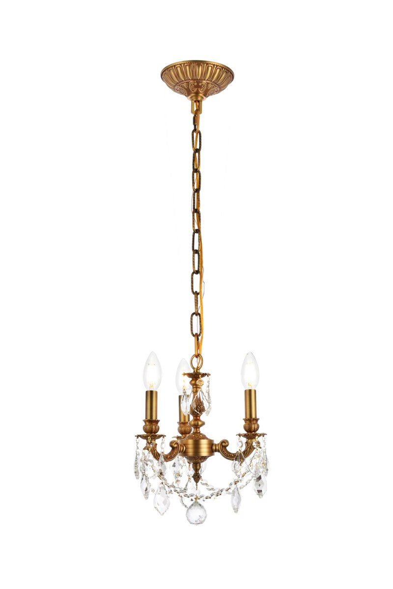 Elegant Lighting 9103D10FG/RC Three Light Pendant, French Gold