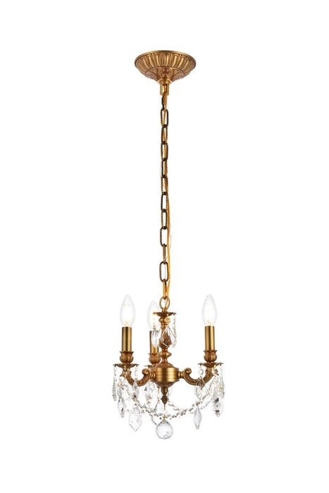 Elegant Lighting 9103D10FG/RC Three Light Pendant, French Gold