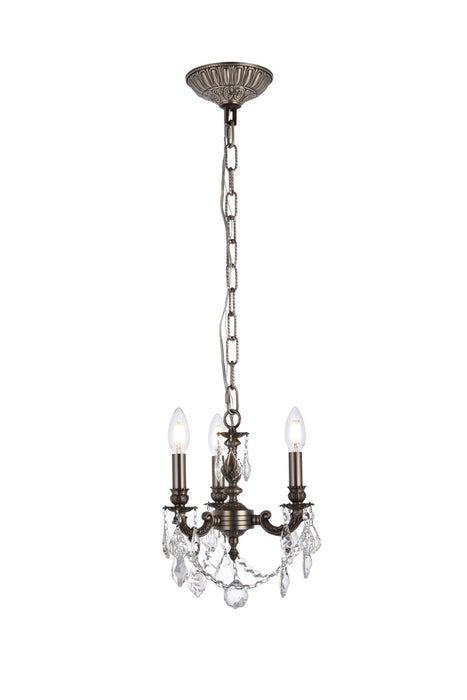 Elegant Lighting 9103D10PW/RC Three Light Pendant, Pewter