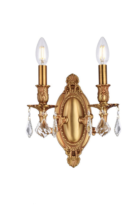 Elegant Lighting 9202W9FG/RC Two Light Wall Sconce, French Gold