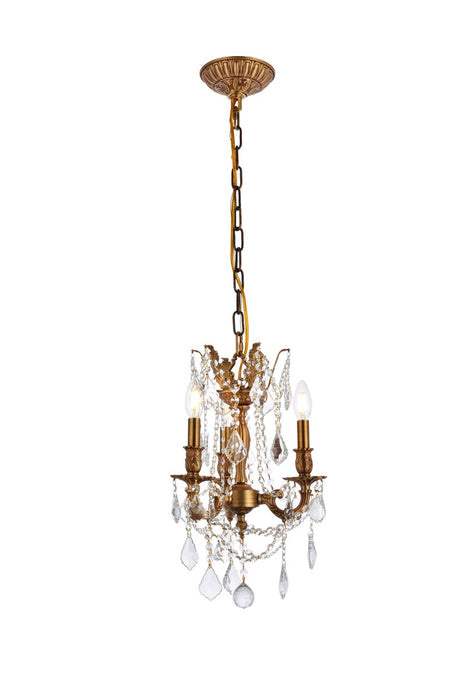 Elegant Lighting 9203D13FG/RC Three Light Pendant, French Gold