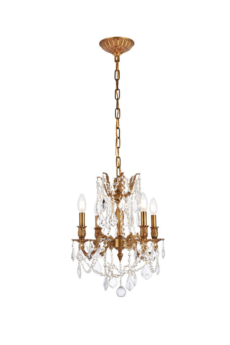 Elegant Lighting 9204D17FG/RC Four Light Pendant, French Gold