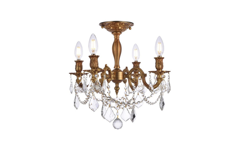 Elegant Lighting 9204F17FG/RC Four Light Flush Mount, French Gold