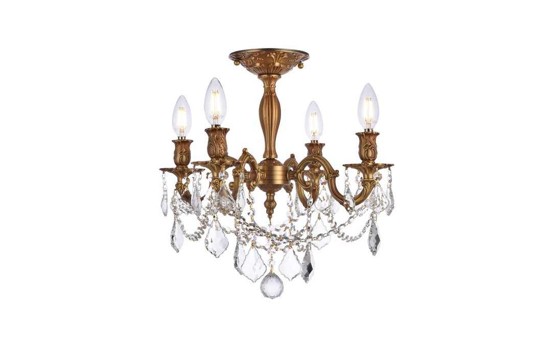 Elegant Lighting 9204F17FG/RC Four Light Flush Mount, French Gold