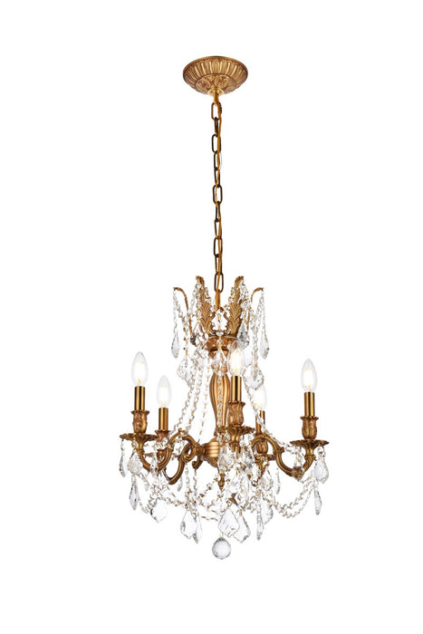 Elegant Lighting 9205D18FG/RC Five Light Pendant, French Gold