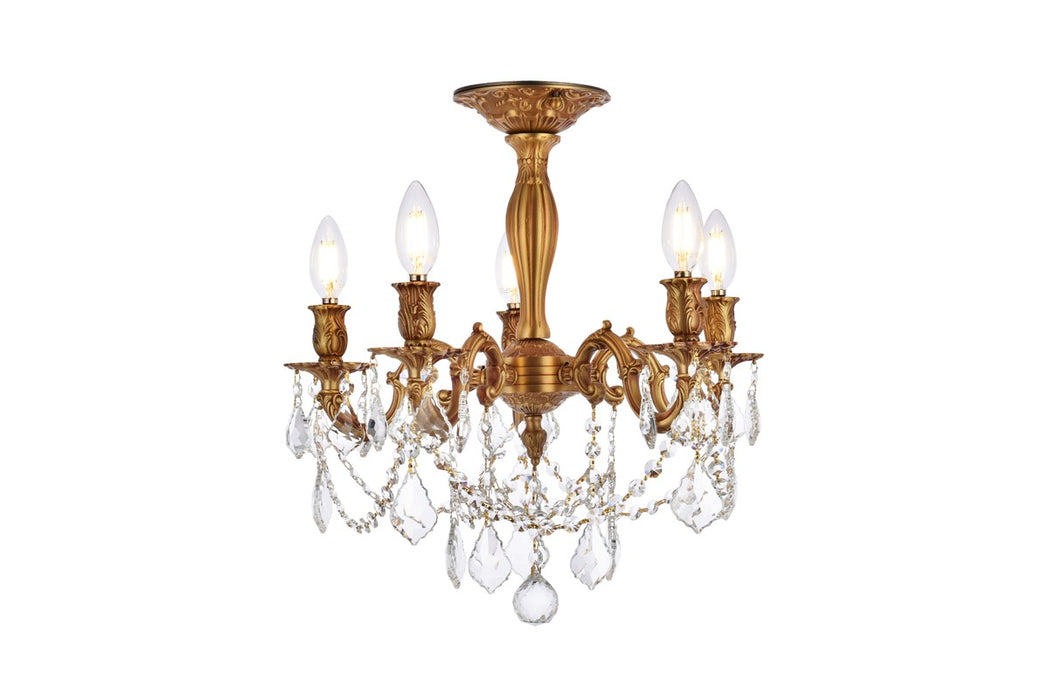 Elegant Lighting 9205F18FG/RC Five Light Flush Mount, French Gold
