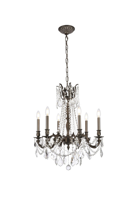 Elegant Lighting 9206D23PW/RC Six Light Chandelier, Pewter