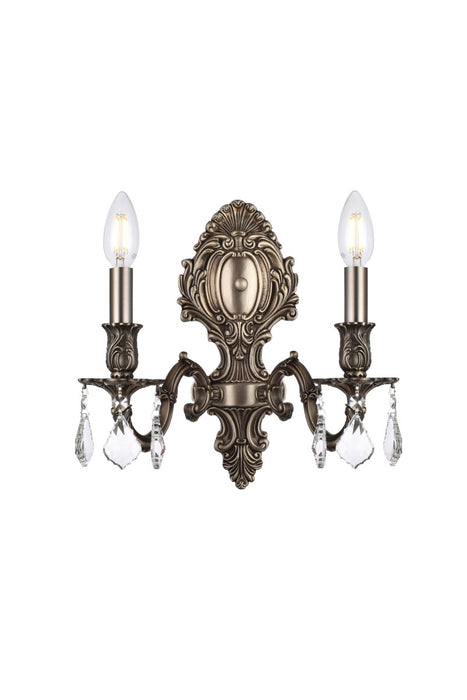 Elegant Lighting 9602W10PW/RC Two Light Wall Sconce, Pewter