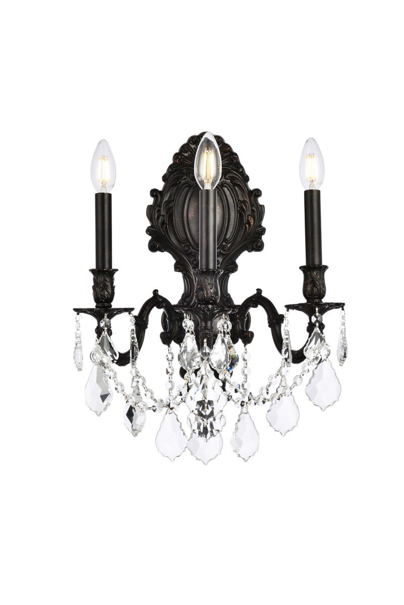 Elegant Lighting 9603W14DB/RC Three Light Wall Sconce, Dark Bronze
