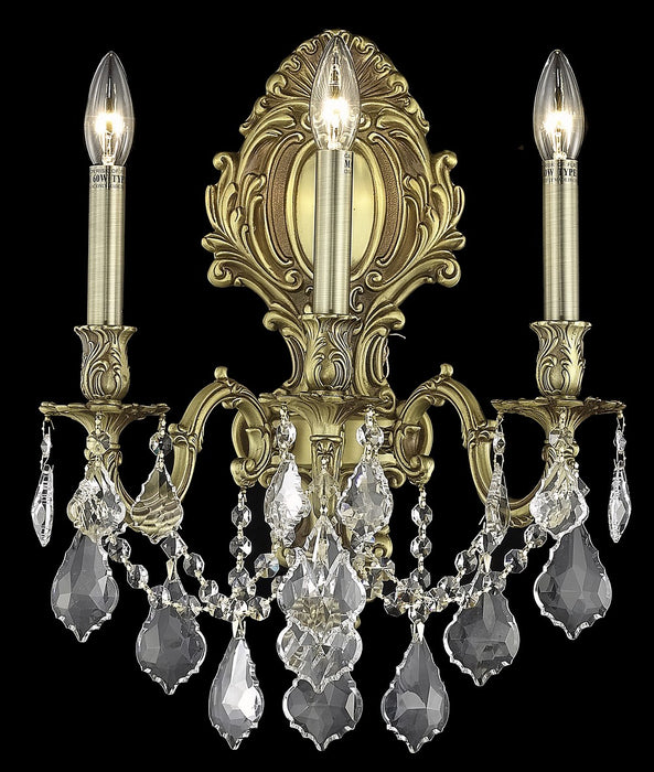 Elegant Lighting 9603W14FG/RC Three Light Wall Sconce, French Gold