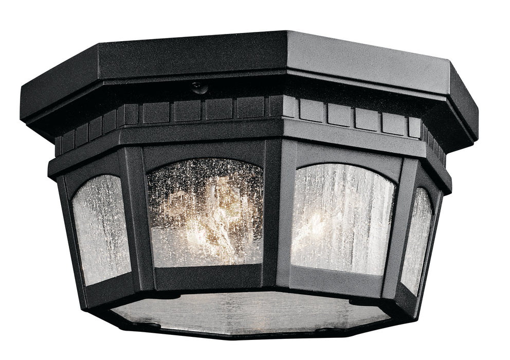 Kichler 9538BKT Three Light Outdoor Ceiling Mount, Textured Black