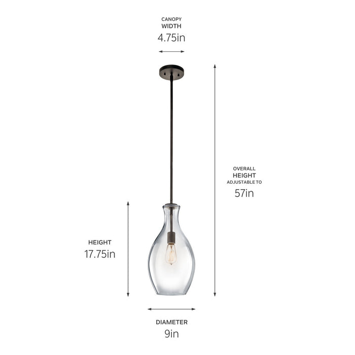 Kichler 42047OZ One Light Pendant, Olde Bronze