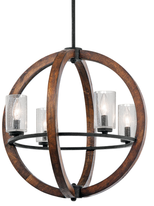Kichler 43185AUB Four Light Chandelier, Auburn Stained