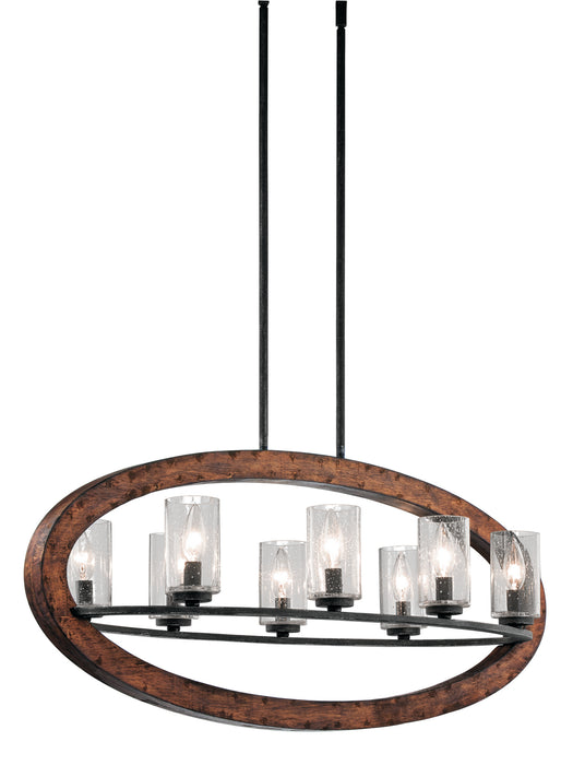 Kichler 43191AUB Eight Light Linear Chandelier, Auburn Stained