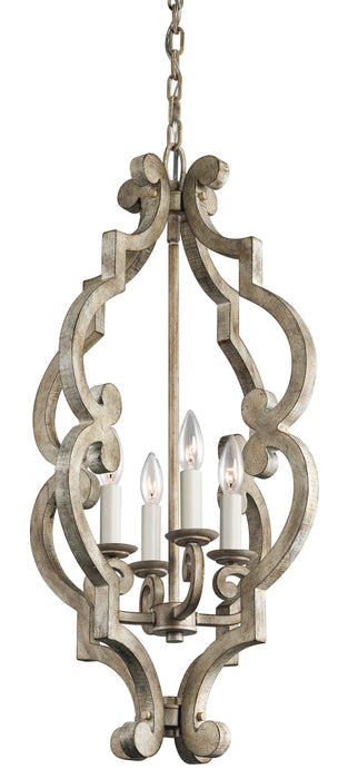 Kichler 43255DAW Four Light Foyer Pendant, Distressed Antique White