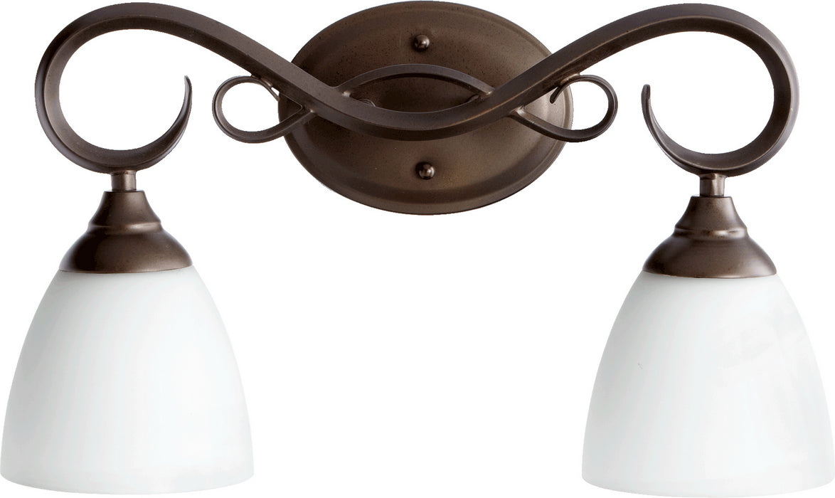 Quorum 5108-2-86 Two Light Vanity, Oiled Bronze w/ Satin Opal