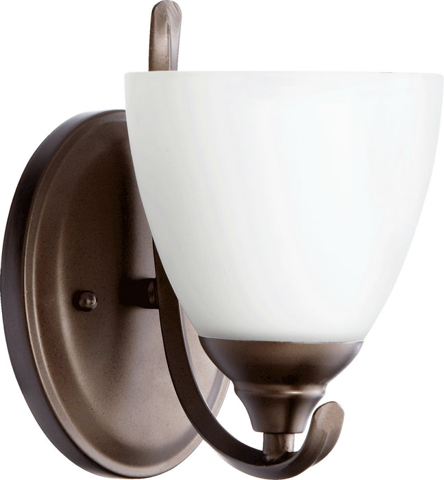Quorum 5508-1-86 One Light Wall Mount, Oiled Bronze w/ Satin Opal