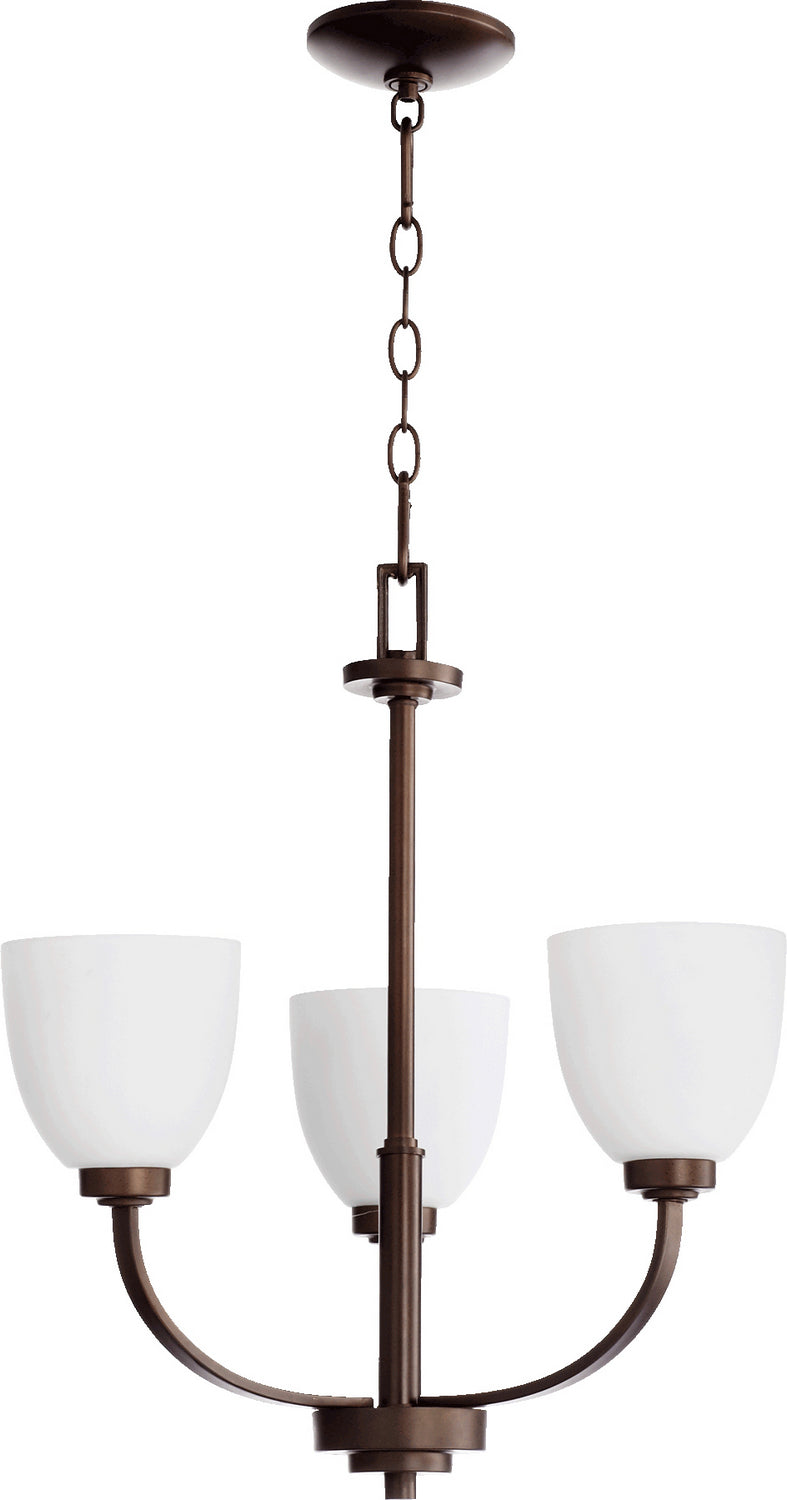Quorum 6060-3-86 Three Light Chandelier, Oiled Bronze