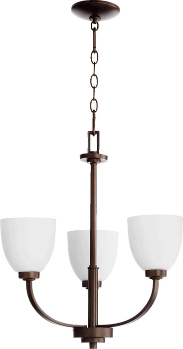 Quorum 6060-3-86 Three Light Chandelier, Oiled Bronze