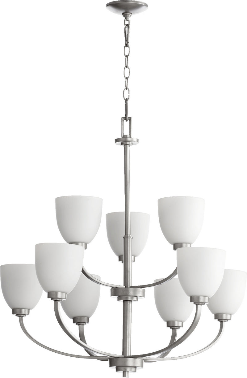 Quorum 6060-9-64 Nine Light Chandelier, Classic Nickel