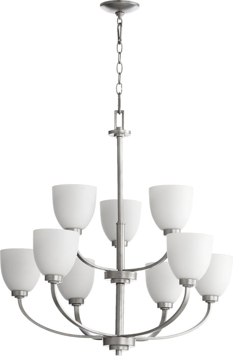 Quorum 6060-9-64 Nine Light Chandelier, Classic Nickel