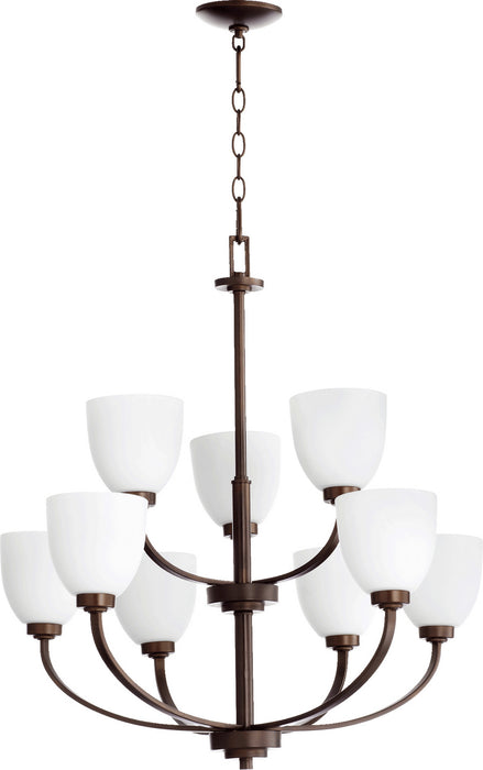 Quorum 6060-9-86 Nine Light Chandelier, Oiled Bronze