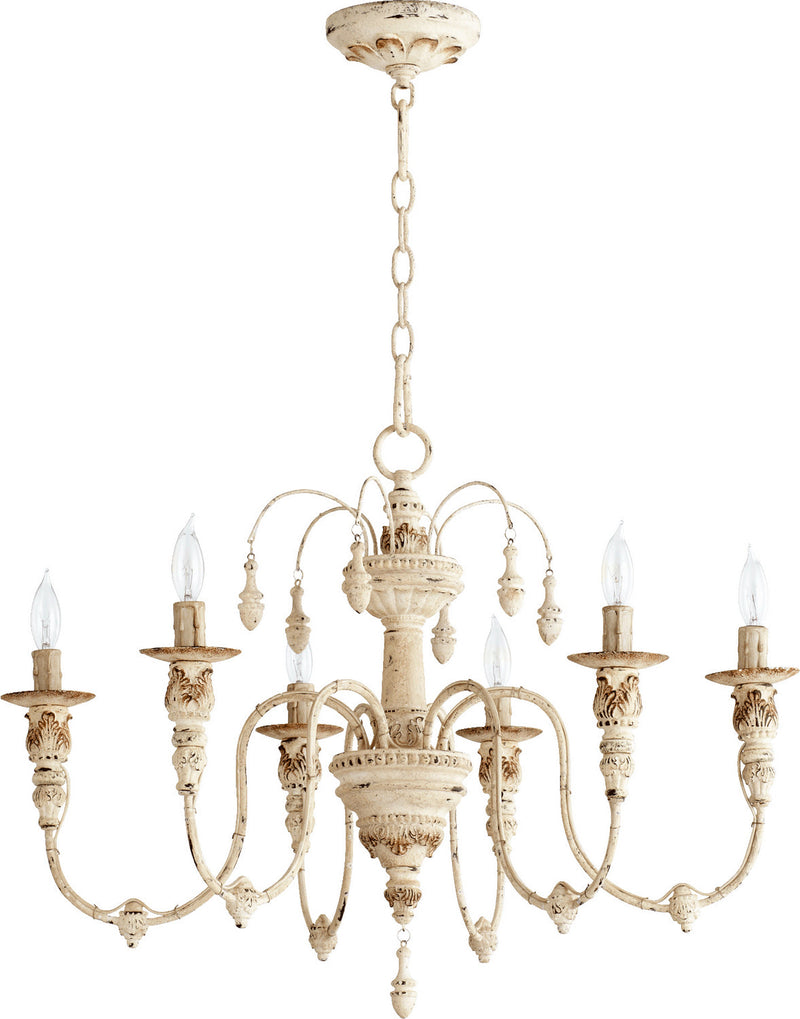 Quorum 6316-6-70 Six Light Chandelier, Persian White (Open Box - Final Sale)
