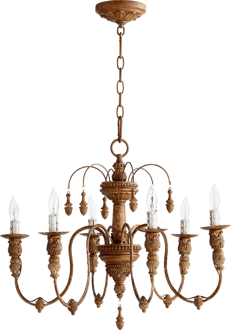 Quorum 6316-6-94 Six Light Chandelier, French Umber