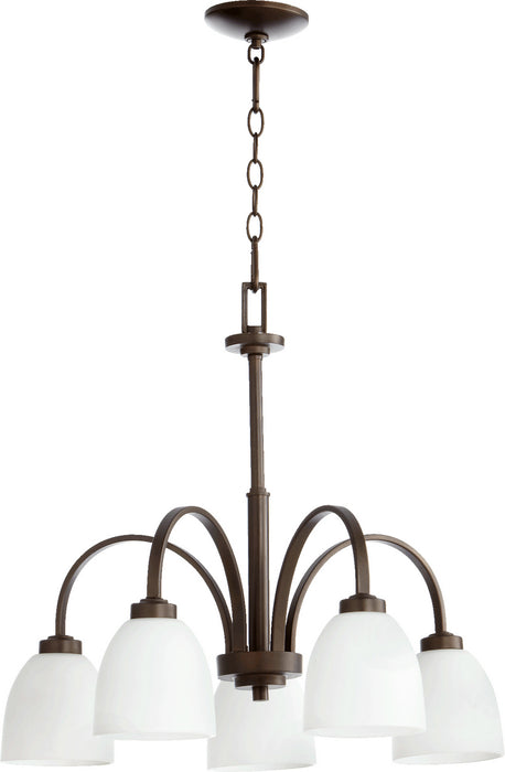 Quorum 6360-5-86 Five Light Chandelier, Oiled Bronze