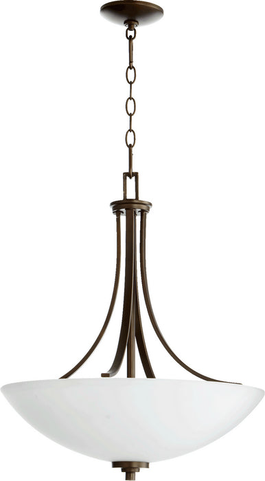 Quorum 8060-4-86 Four Light Pendant, Oiled Bronze