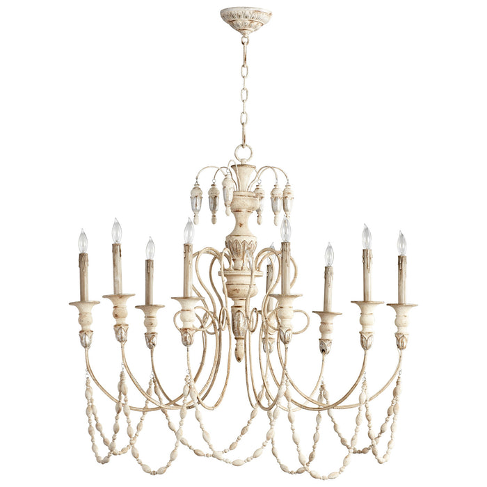 Cyan 05784 Nine Light Chandelier, Persian White And Mystic Silver