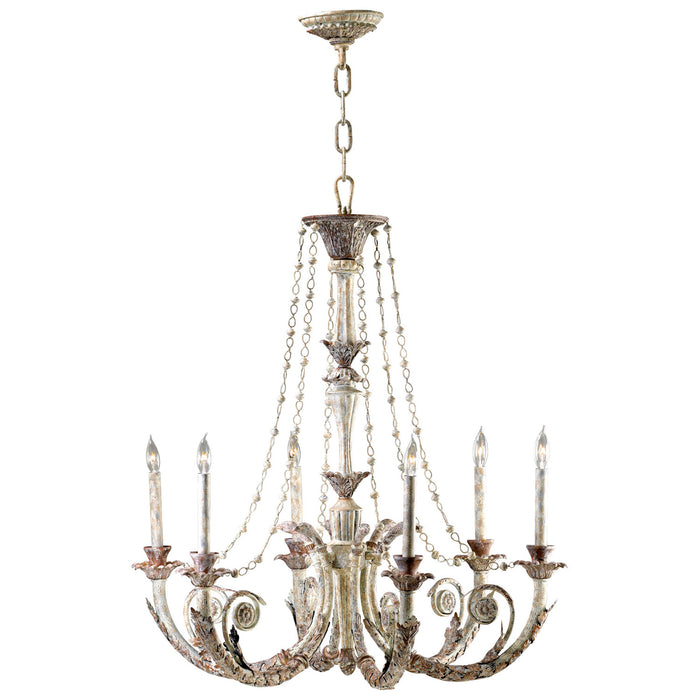 Cyan 6491-6-28 Six Light Chandelier, Parisian White