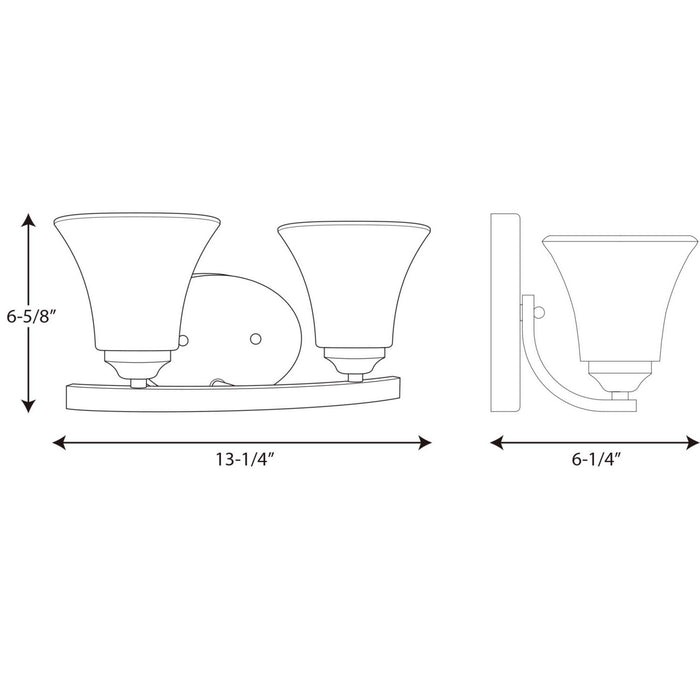 Progress Lighting P2009-15 Two Light Bath Bracket, Polished Chrome