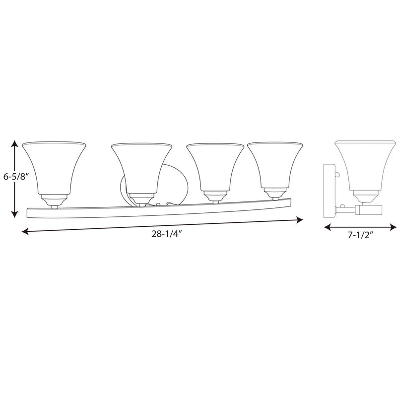 Progress Lighting P2011-15 Four Light Bath Bracket, Polished Chrome