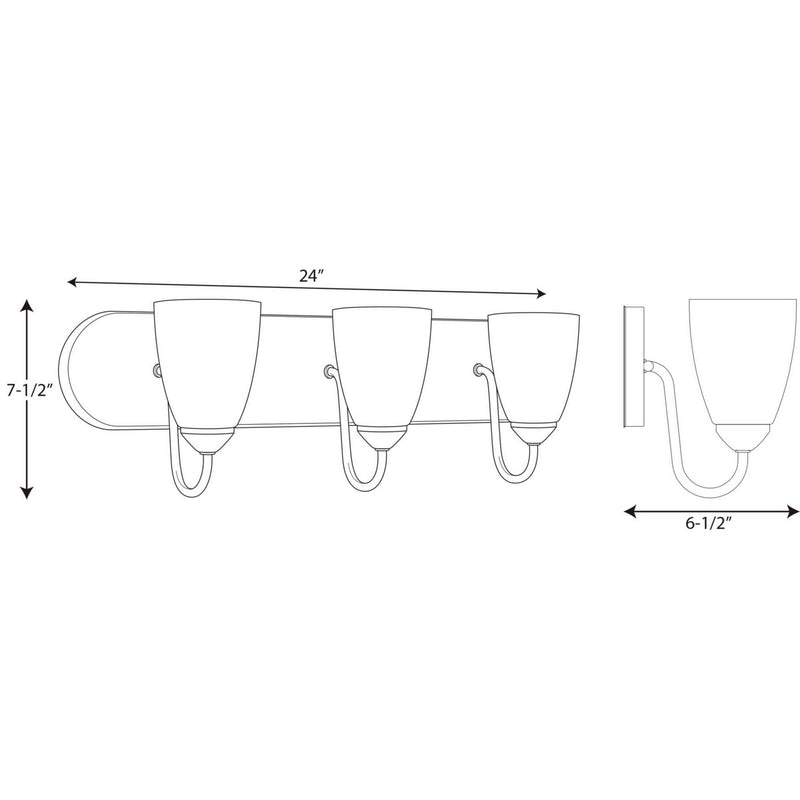 Progress Lighting P2708-15 Three Light Bath, Polished Chrome