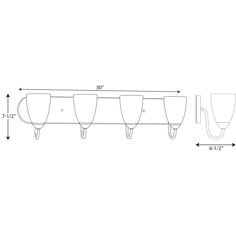 Progress Lighting P2709-15 Four Light Bath, Polished Chrome