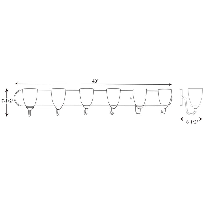 Progress Lighting P2714-15 Six Light Bath, Polished Chrome