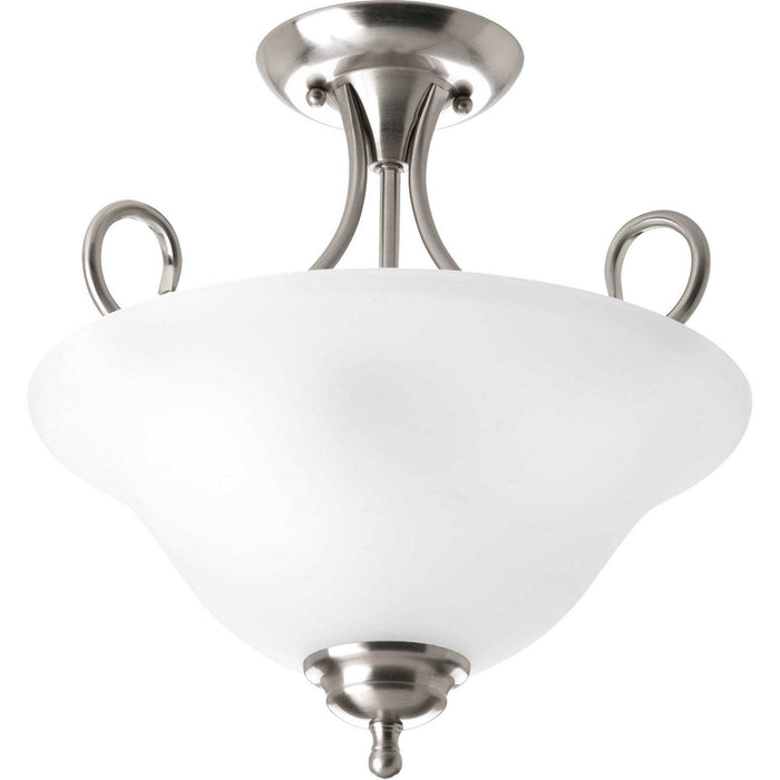 Progress Lighting P3460-09ET Two Light Semi-Flush Mount, Brushed Nickel