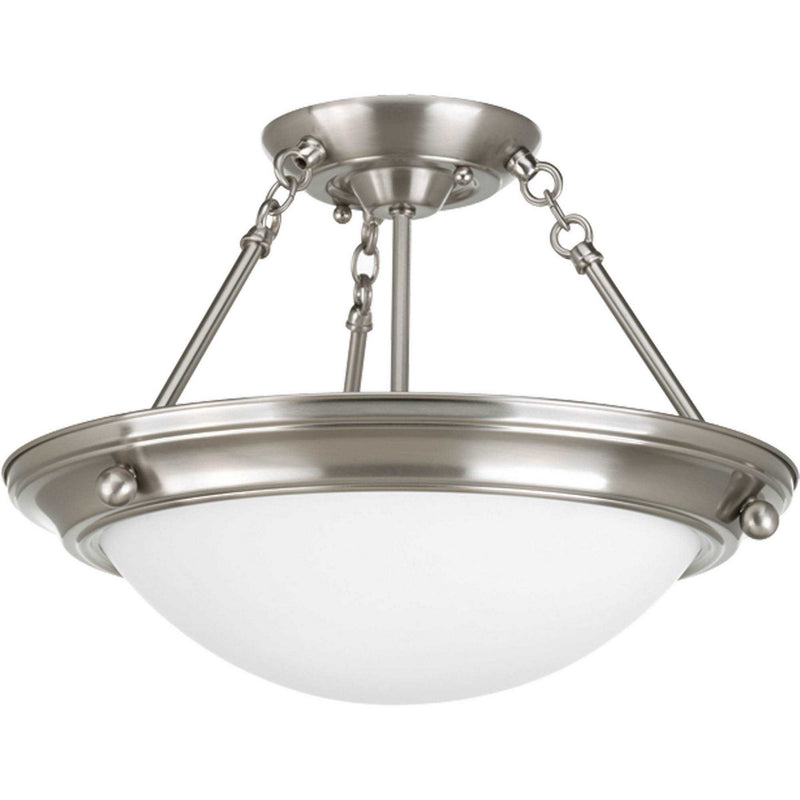 Progress Lighting P3567-09 Two Light Semi-Flush Mount, Brushed Nickel
