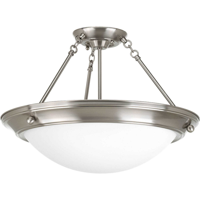 Progress Lighting P3569-09 Three Light Semi-Flush Mount, Brushed Nickel