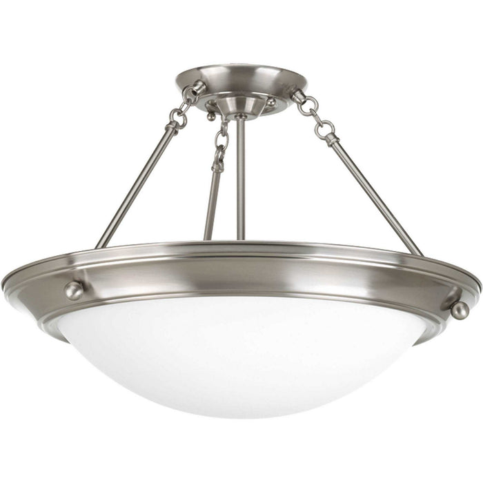 Progress Lighting P3569-09 Three Light Semi-Flush Mount, Brushed Nickel