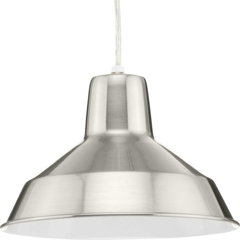 Progress Lighting P5087-09 One Light Pendant, Brushed Nickel