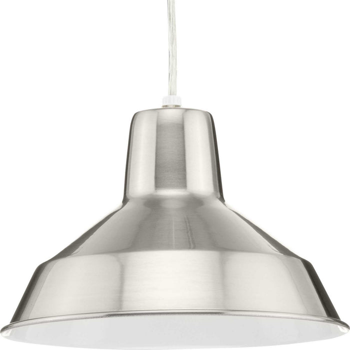 Progress Lighting P5087-09 One Light Pendant, Brushed Nickel