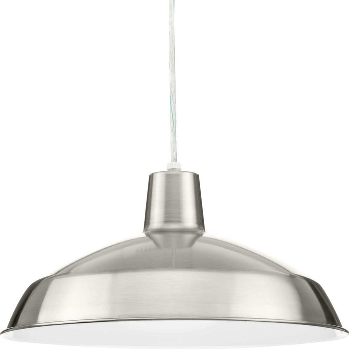 Progress Lighting P5094-09 One Light Pendant, Brushed Nickel