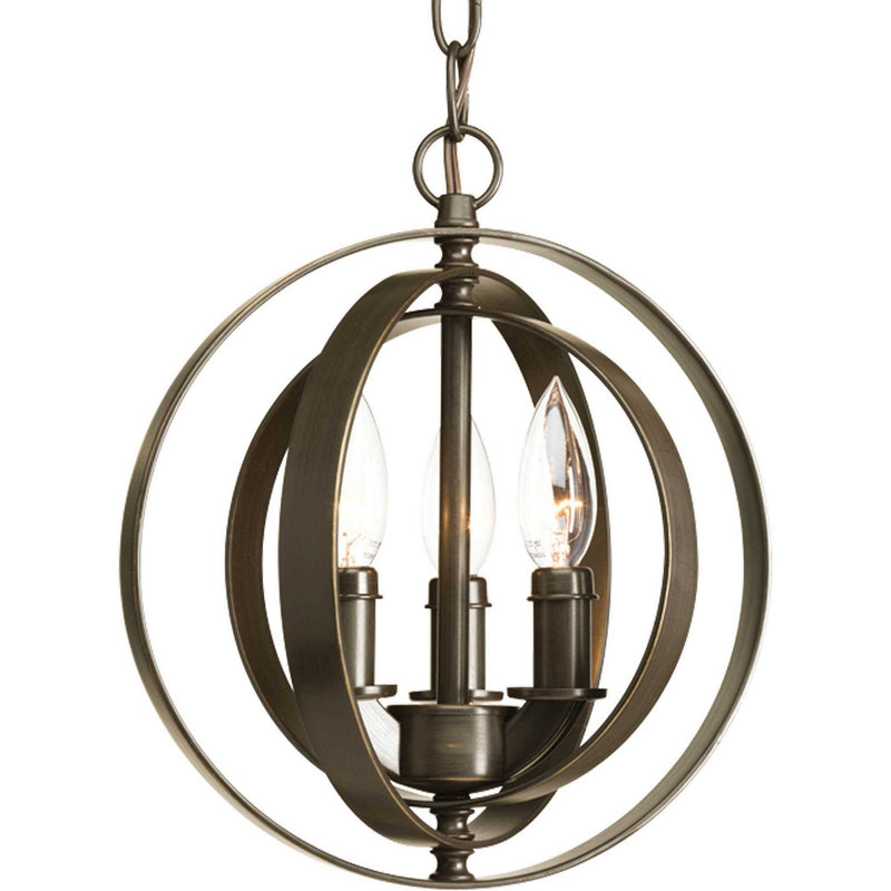 Progress Lighting P5142-20 Three Light Pendant, Antique Bronze