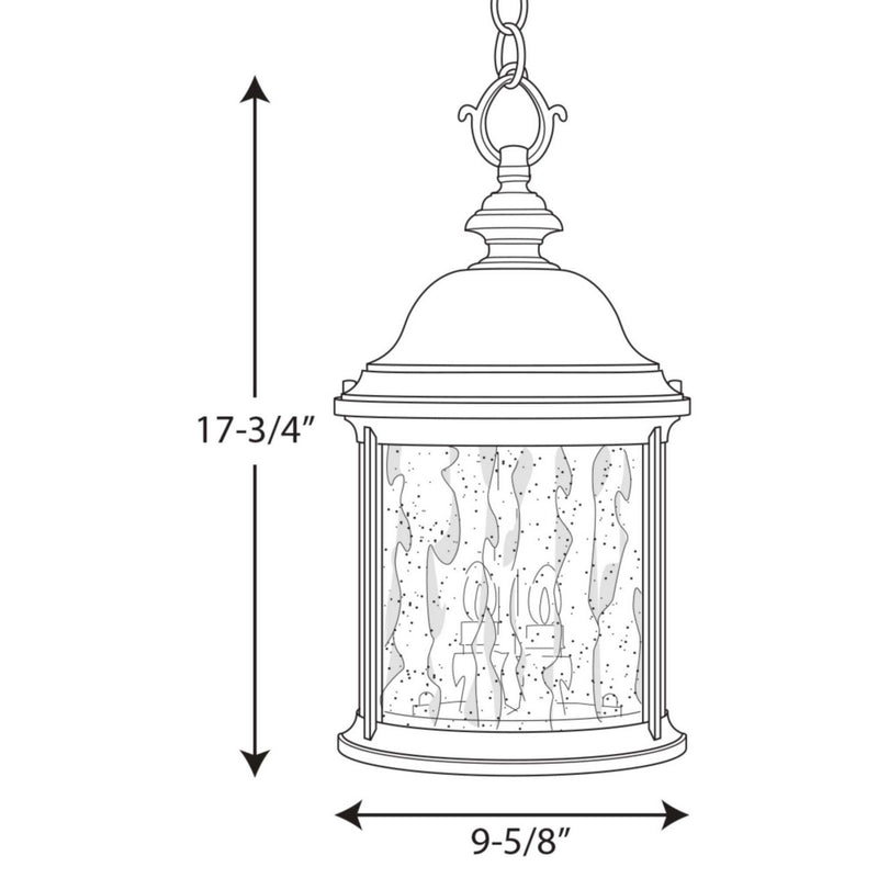 Progress Lighting P5550-20 Three Light Hanging Lantern, Antique Bronze