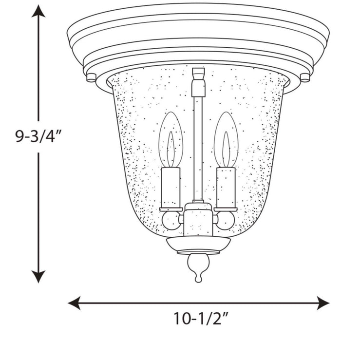 Progress Lighting P5562-20 Two Light Close to Ceiling, Antique Bronze