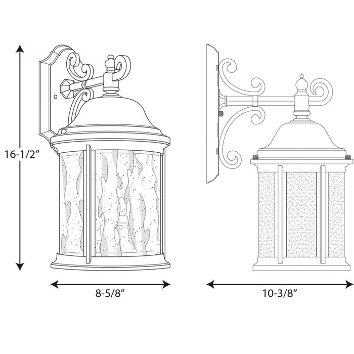 Progress Lighting P5650-20 Three Light Large Wall Lantern, Antique Bronze